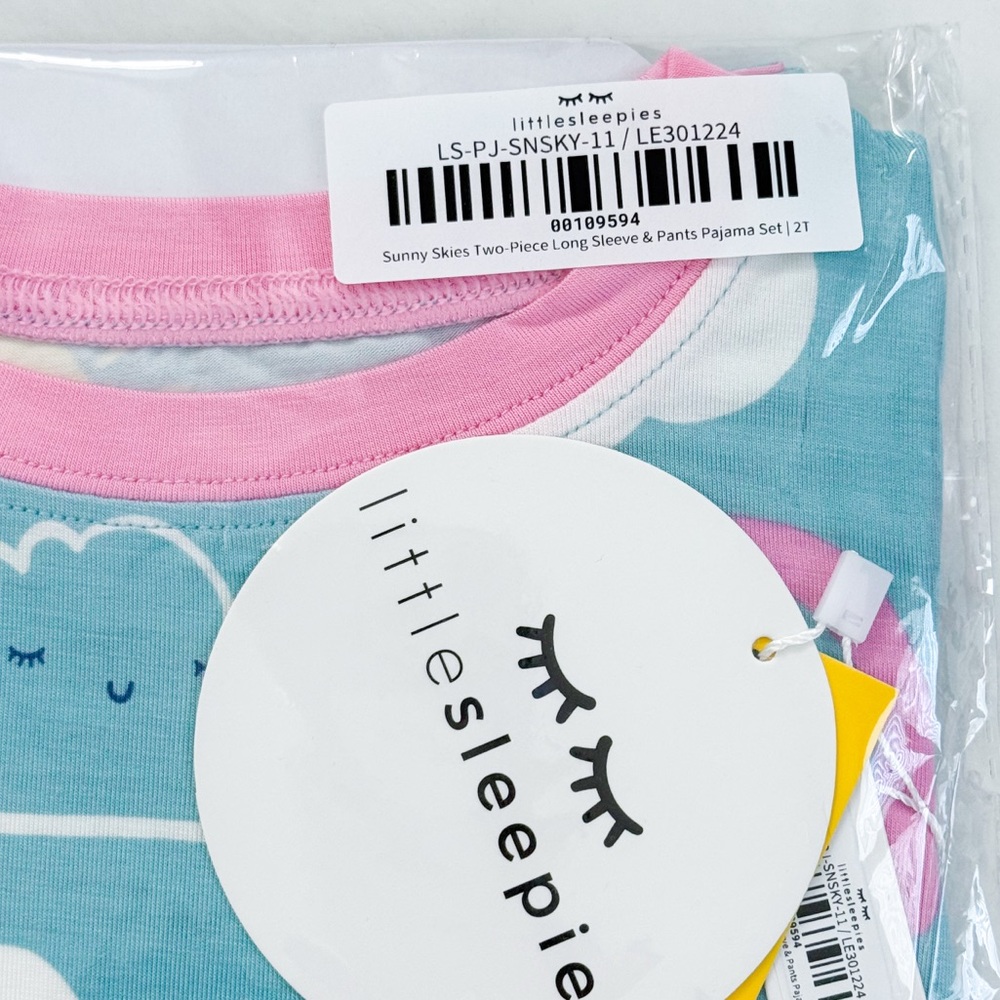 Little Sleepies Sunny Skies Long Sleeve Two Piece Pajama Set 2T NWT NIB - Picture 2 of 3